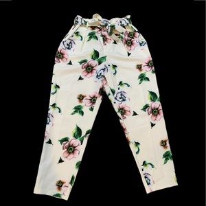 Fashion Nova High waisted white/ floral skinny